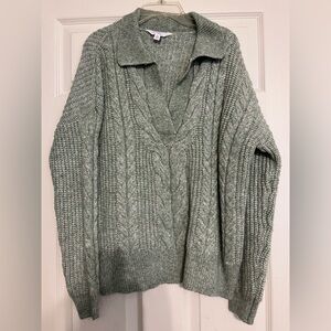 Women's Green Cable Knit Sweater